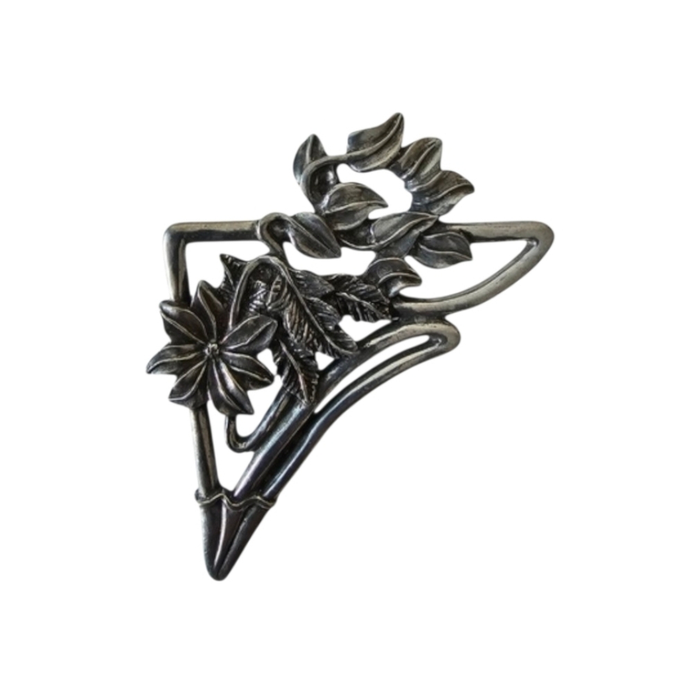 Vintage 1987 Seagull Pewter Canada Floral Brooch